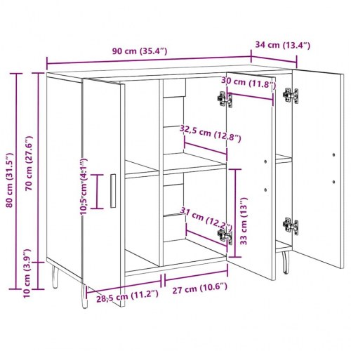 Skab i sort eg 90 x 34 x 80 cm