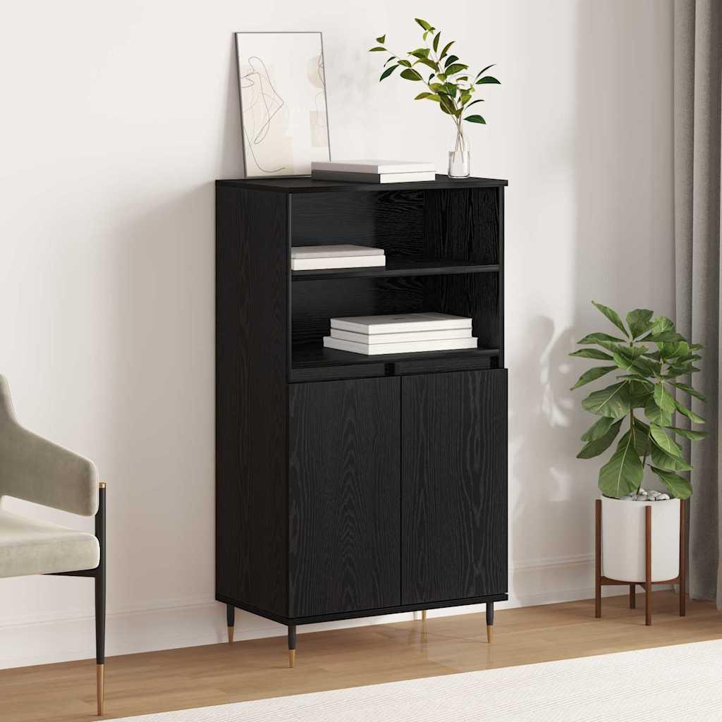 Highboard i sort konstrueret træ - 60 × 36 × 110 cm