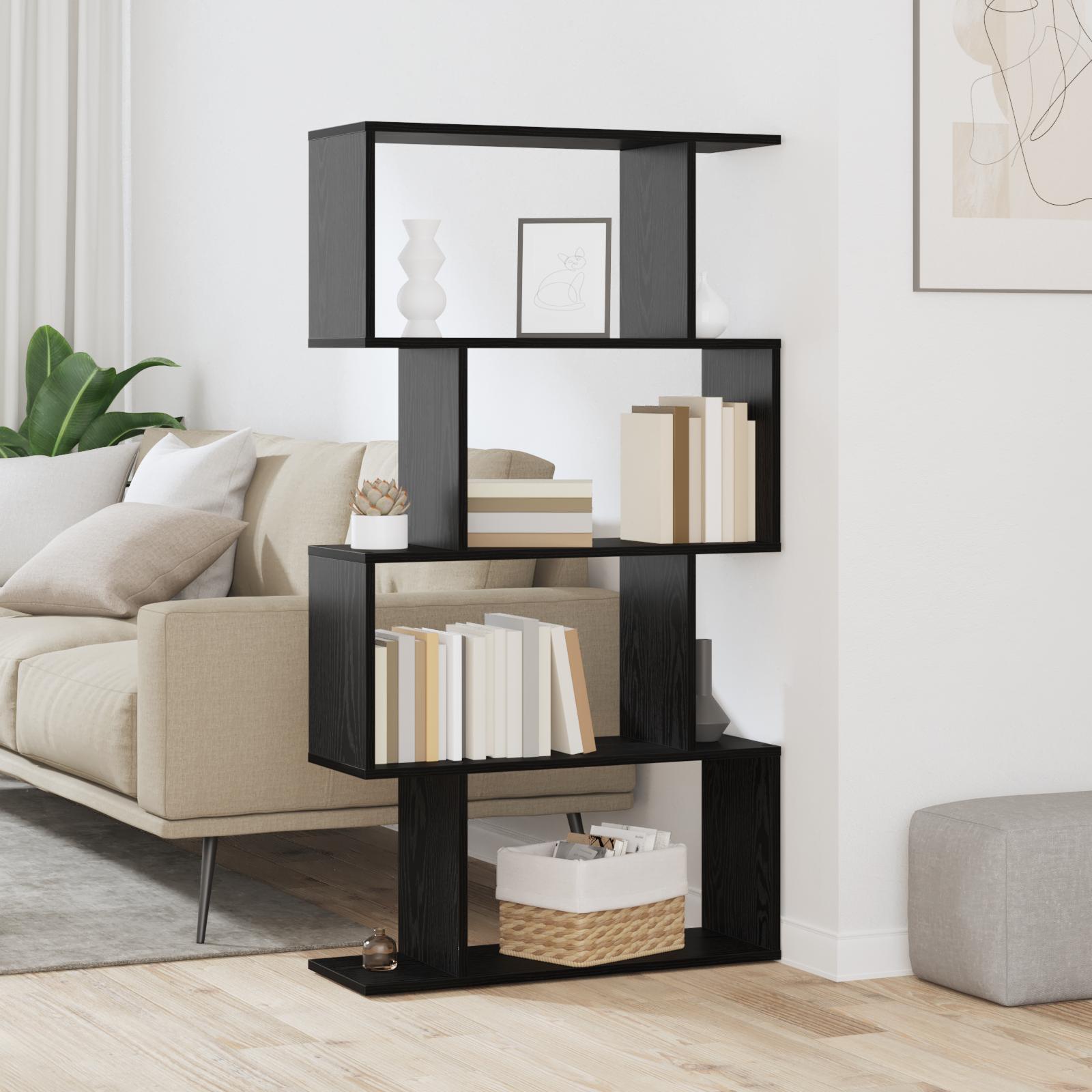 Bogreol/Rumdeler 70X24X 6 Niveauer Konstrueret Træ - Sort eg / 129 cm