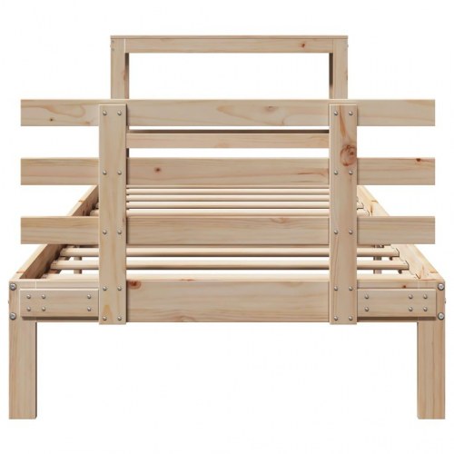 Sengeramme med sengegavl 90×190 cm - massivt fyrretræ