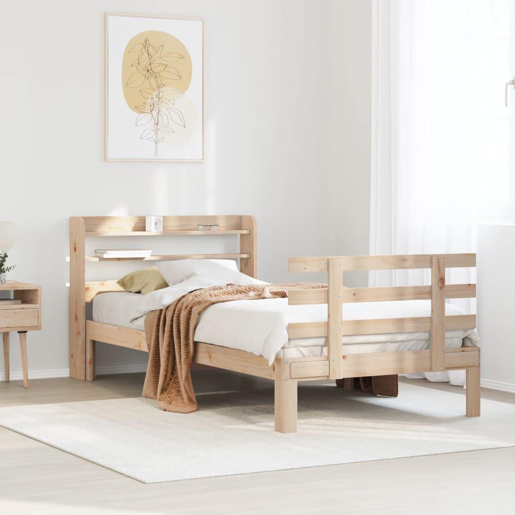 Sengeramme med sengegavl 90x190 cm massivt fyrretræ