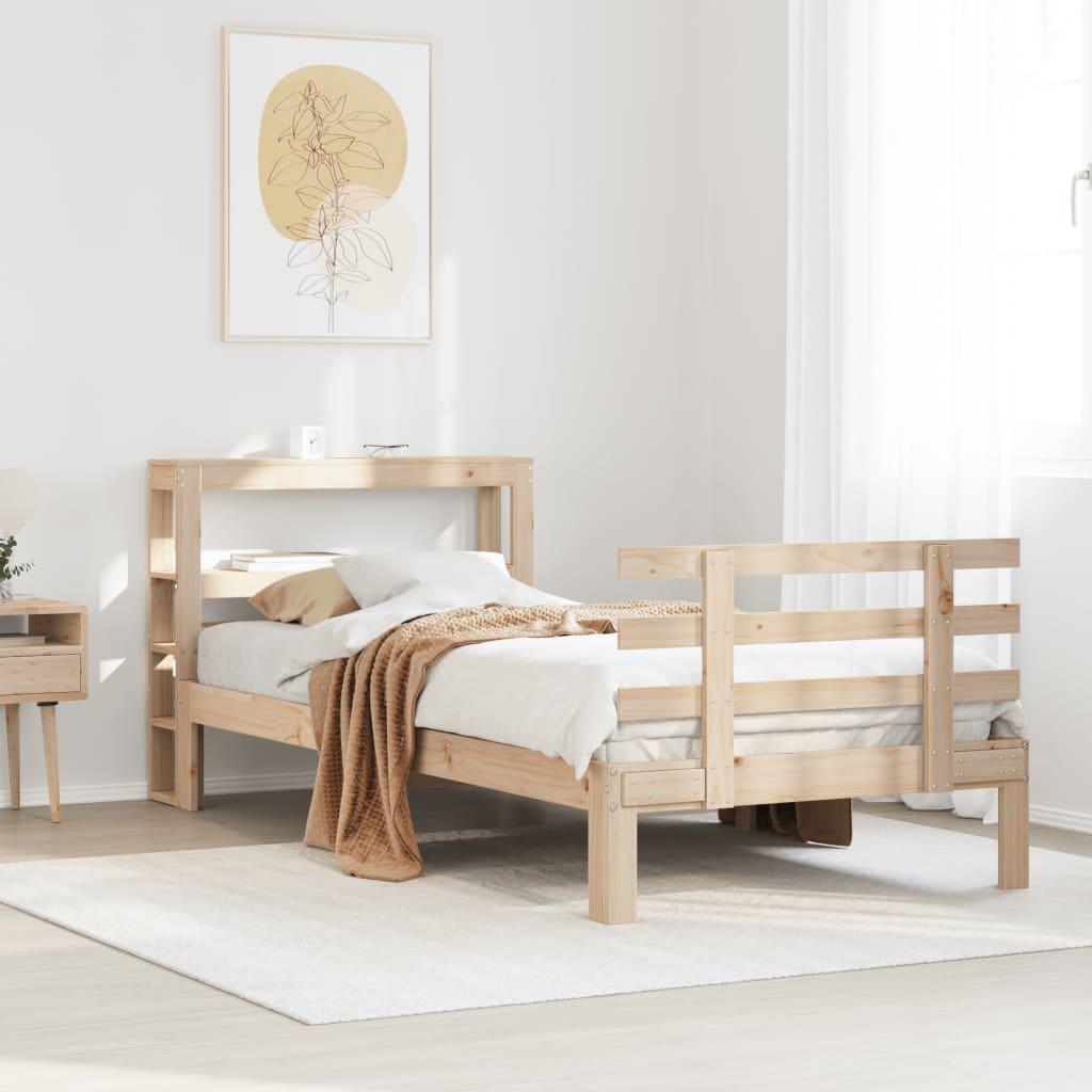 Sengeramme med sengegavl 75x190 cm massivt fyrretræ