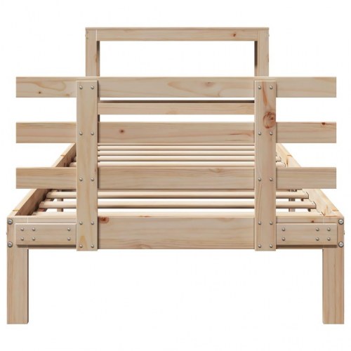 Sengeramme med sengegavl 75×190 cm - massivt fyrretræ, hylder