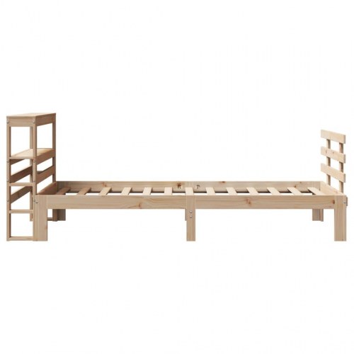 Sengeramme med sengegavl 75×190 cm - massivt fyrretræ, hylder