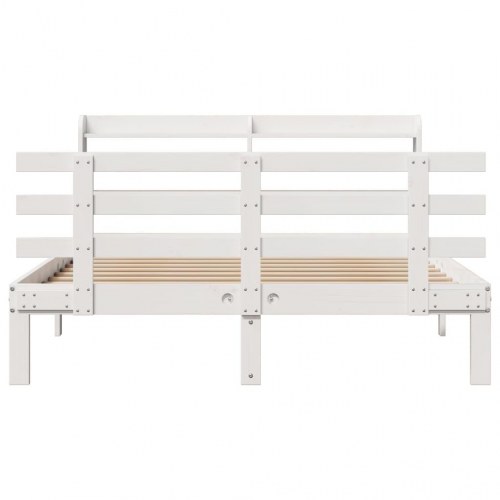 Sengeramme med gavl 120x190 cm i massivt fyrretræ - hvid
