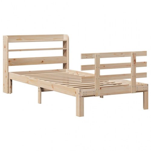 Sengeramme med sengegavl 75 x 190 cm i massivt fyrretræ