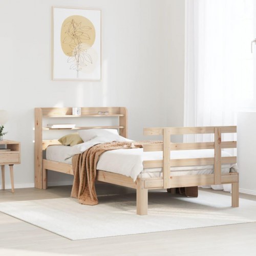 Sengeramme med sengegavl 75 x 190 cm i massivt fyrretræ