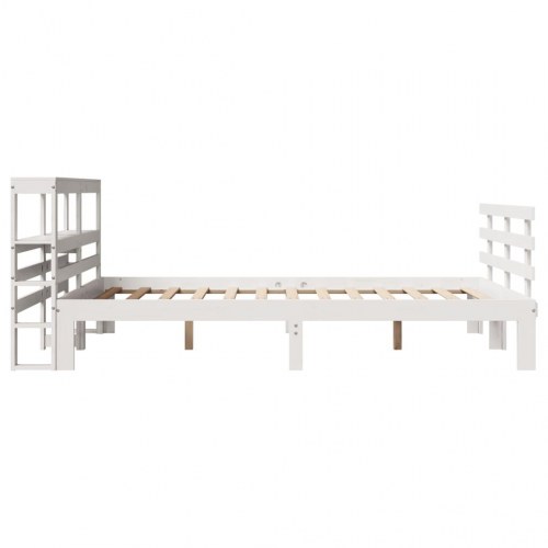 Sengeramme med sengegavl 120x190 cm - massivt fyrretræ, hvid
