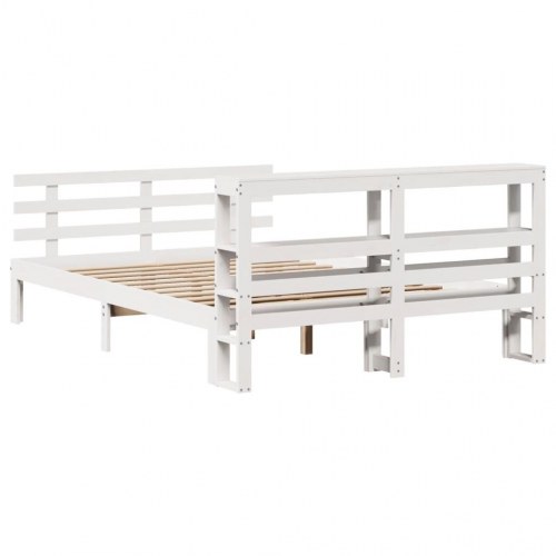 Sengeramme med sengegavl 120x190 cm - massivt fyrretræ, hvid