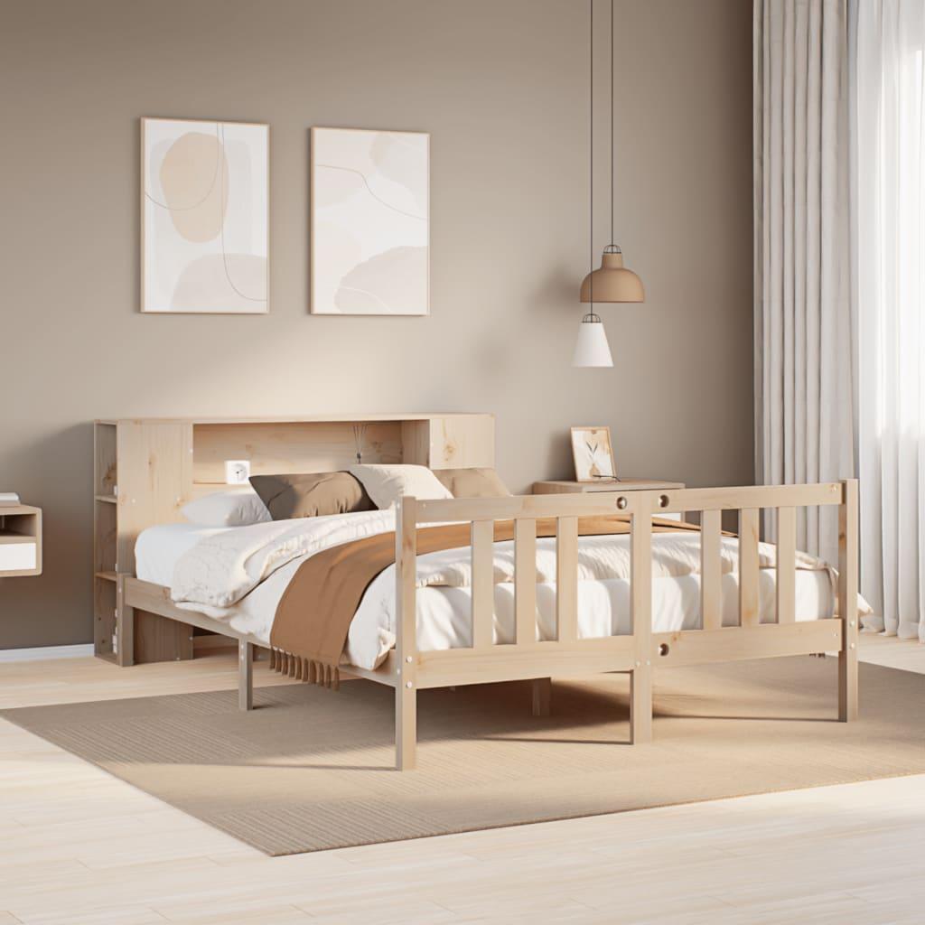 Seng med reol uden madras 135x190 cm massivt fyrretræ