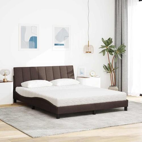 Seng med madras 160x200 cm stof mørkebrun