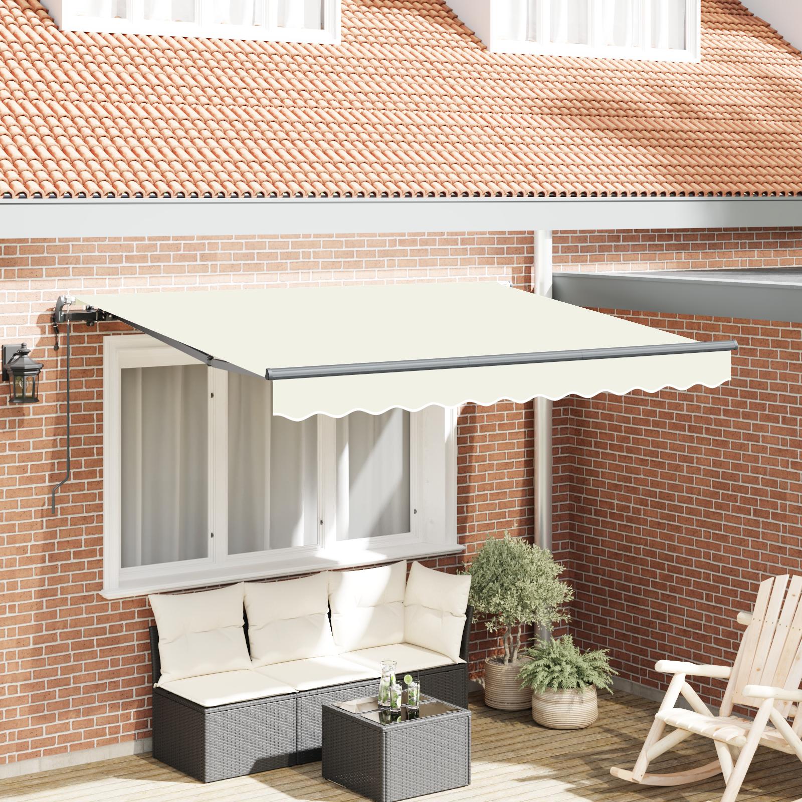 Utrækkelig Markise Creme 250 x 200 cm Polyester og Aluminium