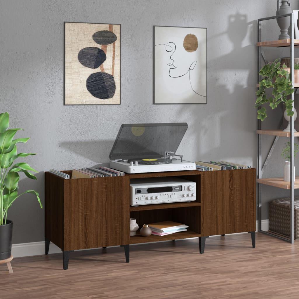 Vinylskab 121×38×48 cm i konstrueret træ - brun egetræsfarve