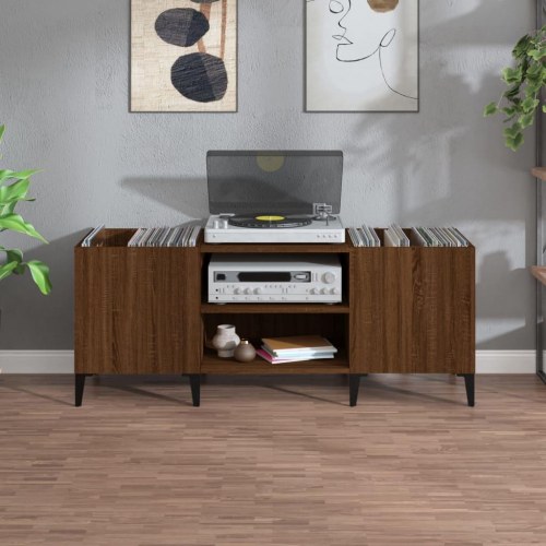 Vinylskab 121×38×48 cm i konstrueret træ - brun egetræsfarve