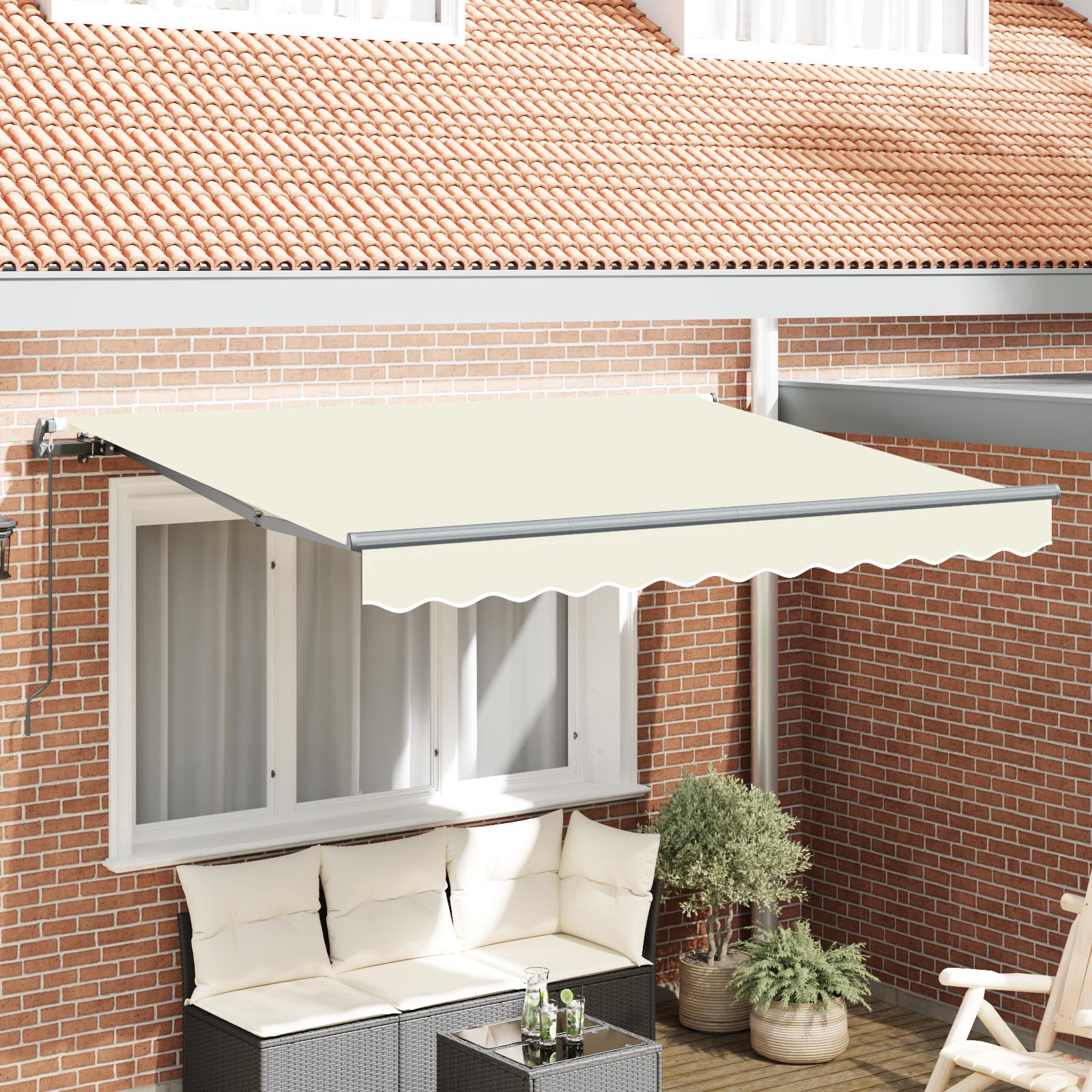 Udtrækkelig Markise Blå Og Hvid 400 X 200 Cm - Creme (anthracitramme) / 2,5 x 2 m / Manuel