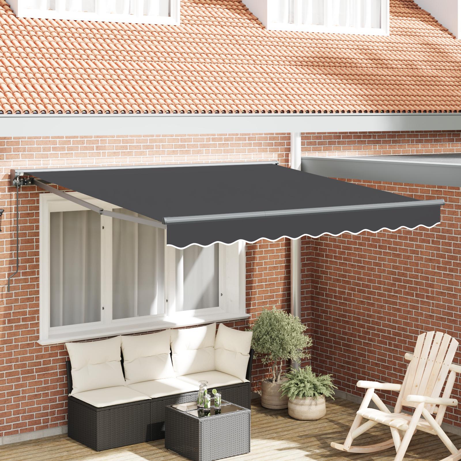 Udtrækkelig Markise Blå Og Hvid 350X200 Cm Stof - Anthracit (anthracitramme) / 3,5 x 2,5 m / Manuel