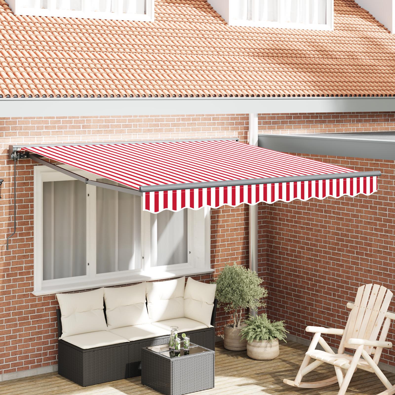Udtrækkelig Markise Blå Og Hvid 350X200 Cm Stof - Rød og hvid (anthracitramme) / 3,5 x 2,5 m / Manuel