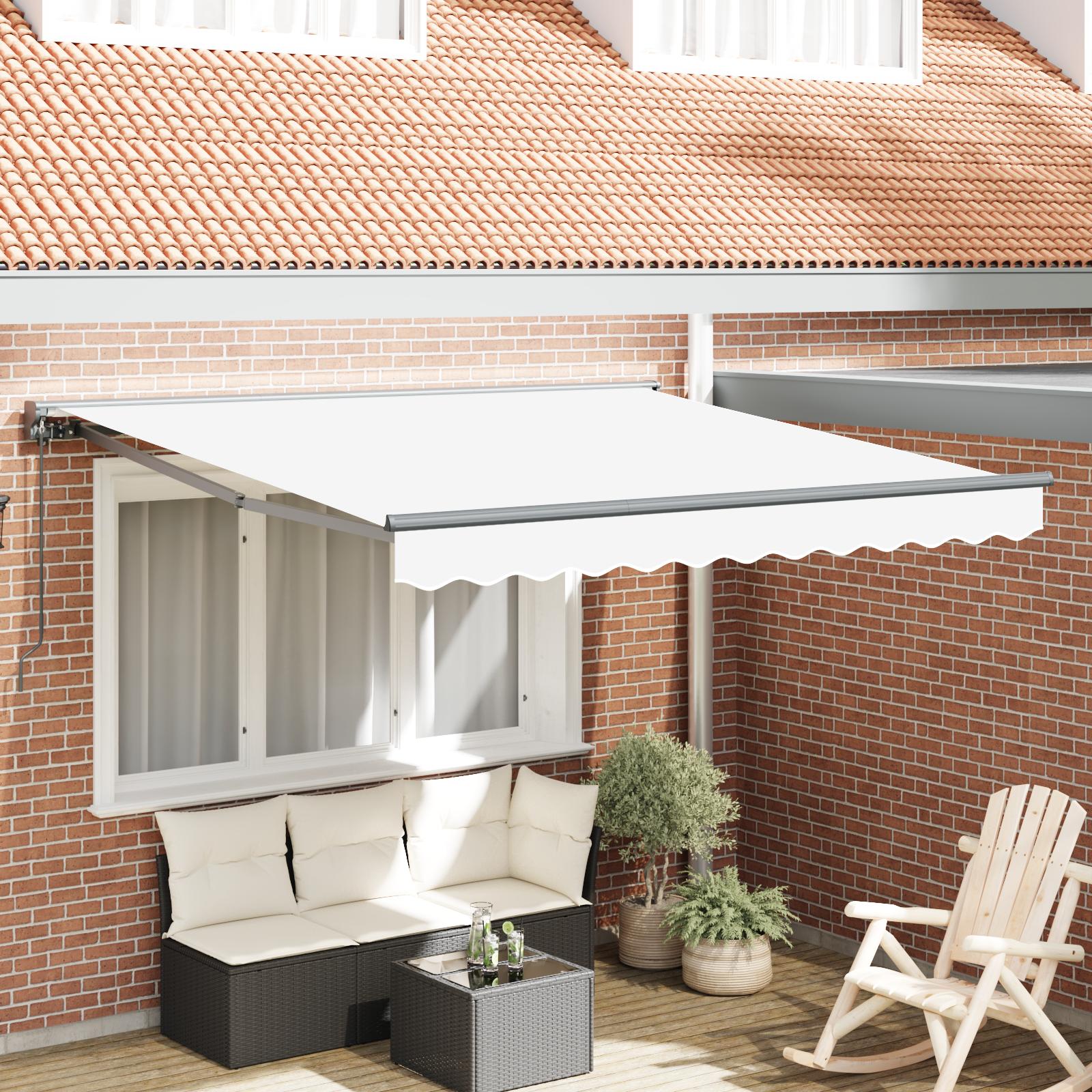 Udtrækkelig Markise Blå Og Hvid 350X200 Cm Stof - Hvid (anthracitramme) / 3,5 x 2,5 m / Manuel