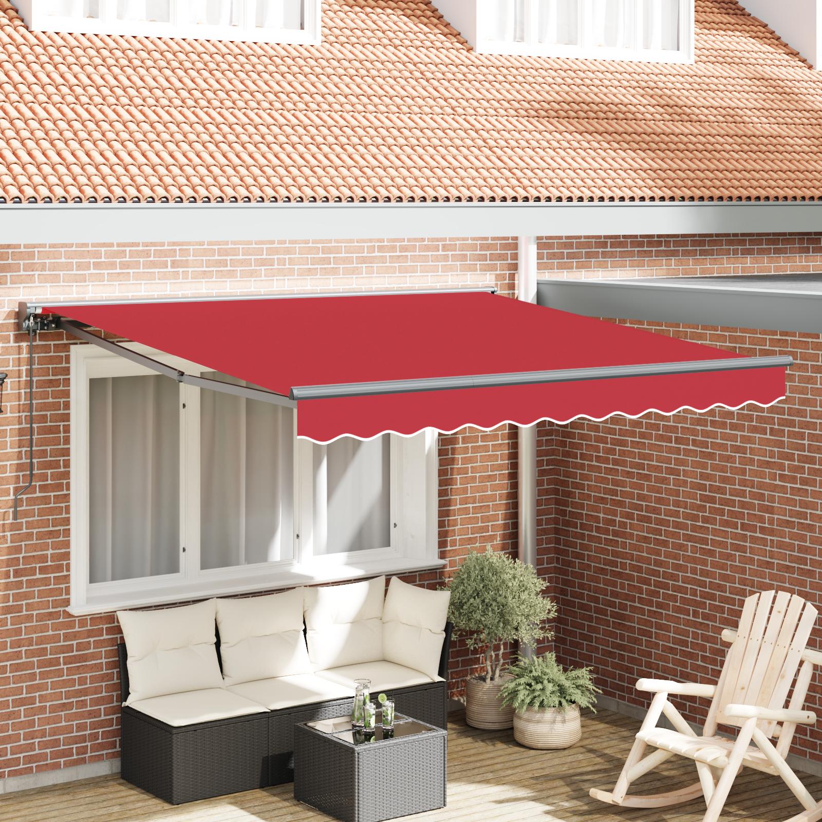 Udtrækkelig Markise Blå Og Hvid 350X200 Cm Stof - Rød (anthracitramme) / 3,5 x 2,5 m / Manuel