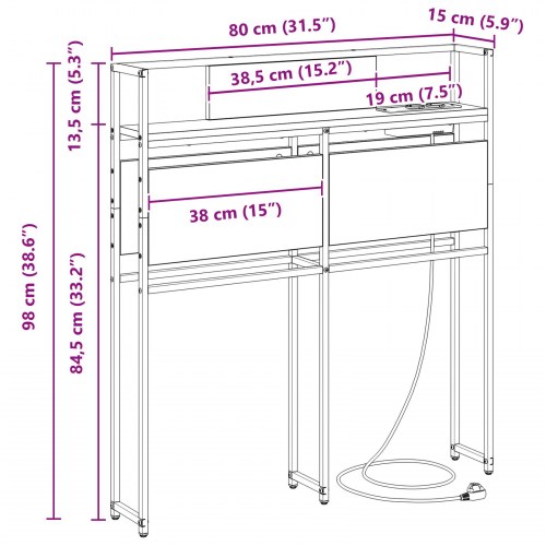 Opbevaringshovedgavl i sort eg 80 cm