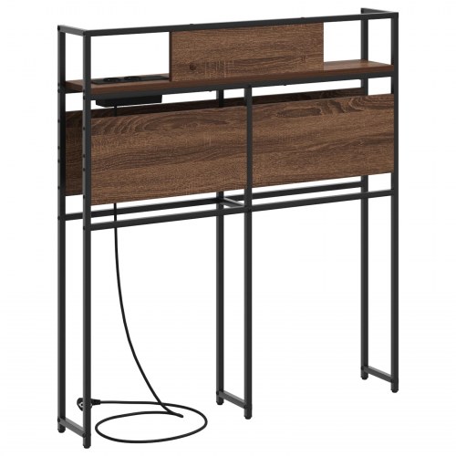 Sengegavl med opbevaring og opladningsstation - brunt eg, 80 cm