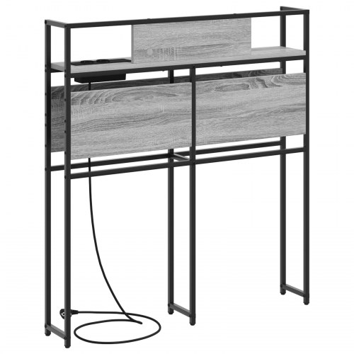 Opbevaringshovedgavl med opladningsstation - grå sonoma-eg, 90 x 15 x 98 cm