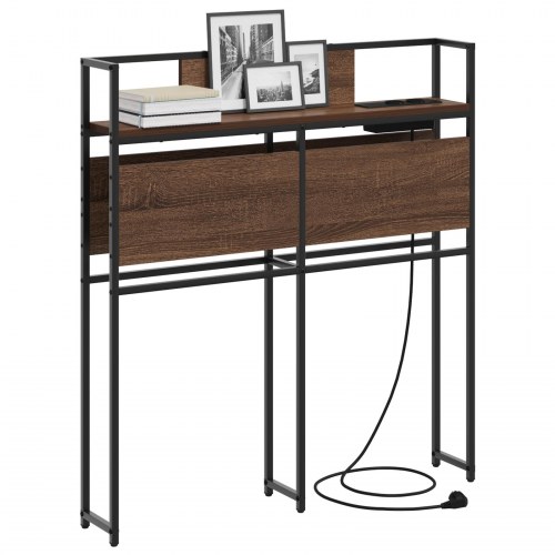 Sengegavl med opbevaring og opladningsstation - brun eg