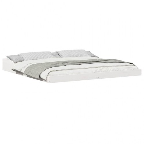 Sengestel Hvid 180 x 220 cm Massivt fyrretræ