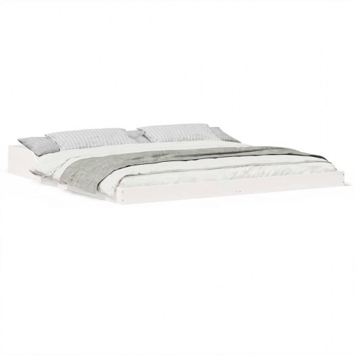 Sengestel Hvid 180 x 220 cm Massivt fyrretræ