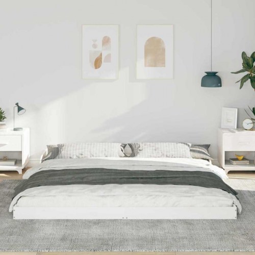 Sengestel Hvid 180 x 220 cm Massivt fyrretræ