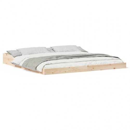 Sengestel Brun 200 x 220 cm Massivt fyrretræ