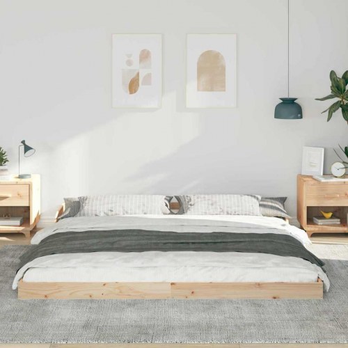 Sengestel Brun 200 x 220 cm Massivt fyrretræ