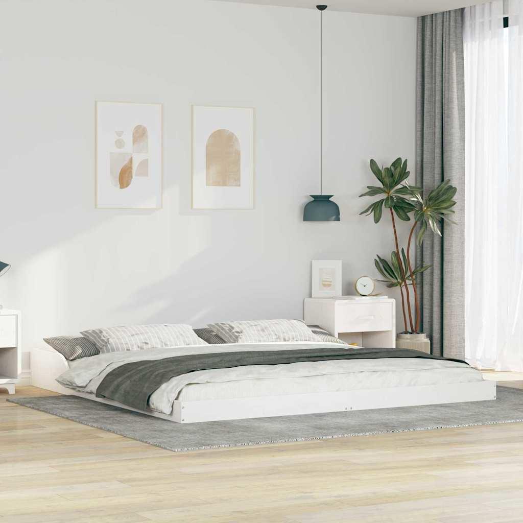 Platform sengestel - hvid fyrretræ 200 × 220 cm