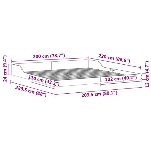 Sengestel Hvid 200 x 220 cm Massivt fyrretræ