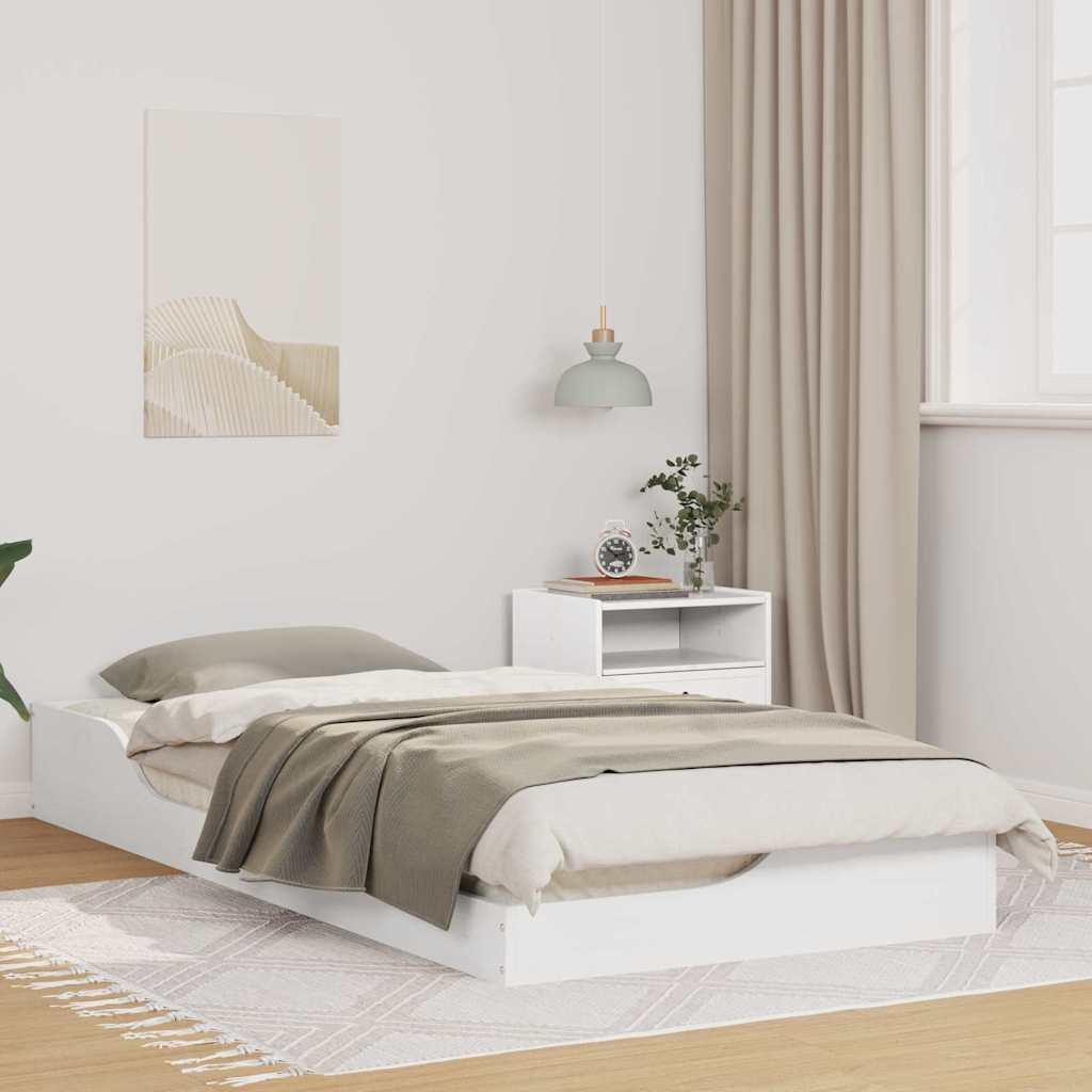 Gulv seng ramme Hvid 100 x 200 cm Massivt fyrretræ