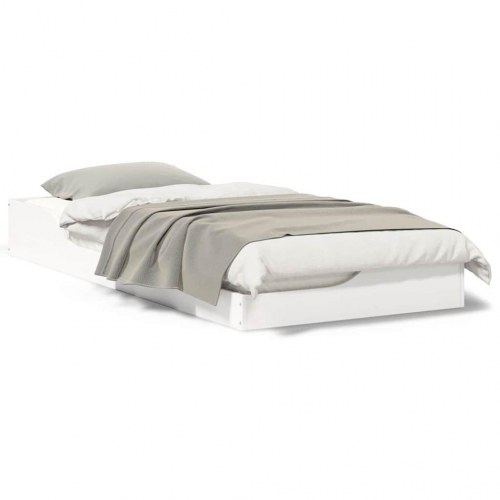 Gulv seng ramme Hvid 100 x 200 cm Massiv fyrretræ
