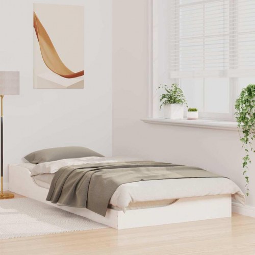 Gulv seng ramme Hvid 100 x 200 cm Massiv fyrretræ