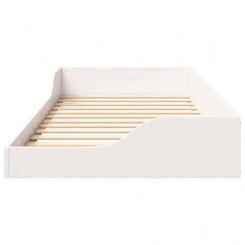 Gulv seng ramme Hvid 100 x 200 cm Massiv fyrretræ