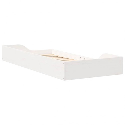Gulv seng ramme Hvid 100 x 200 cm Massiv fyrretræ
