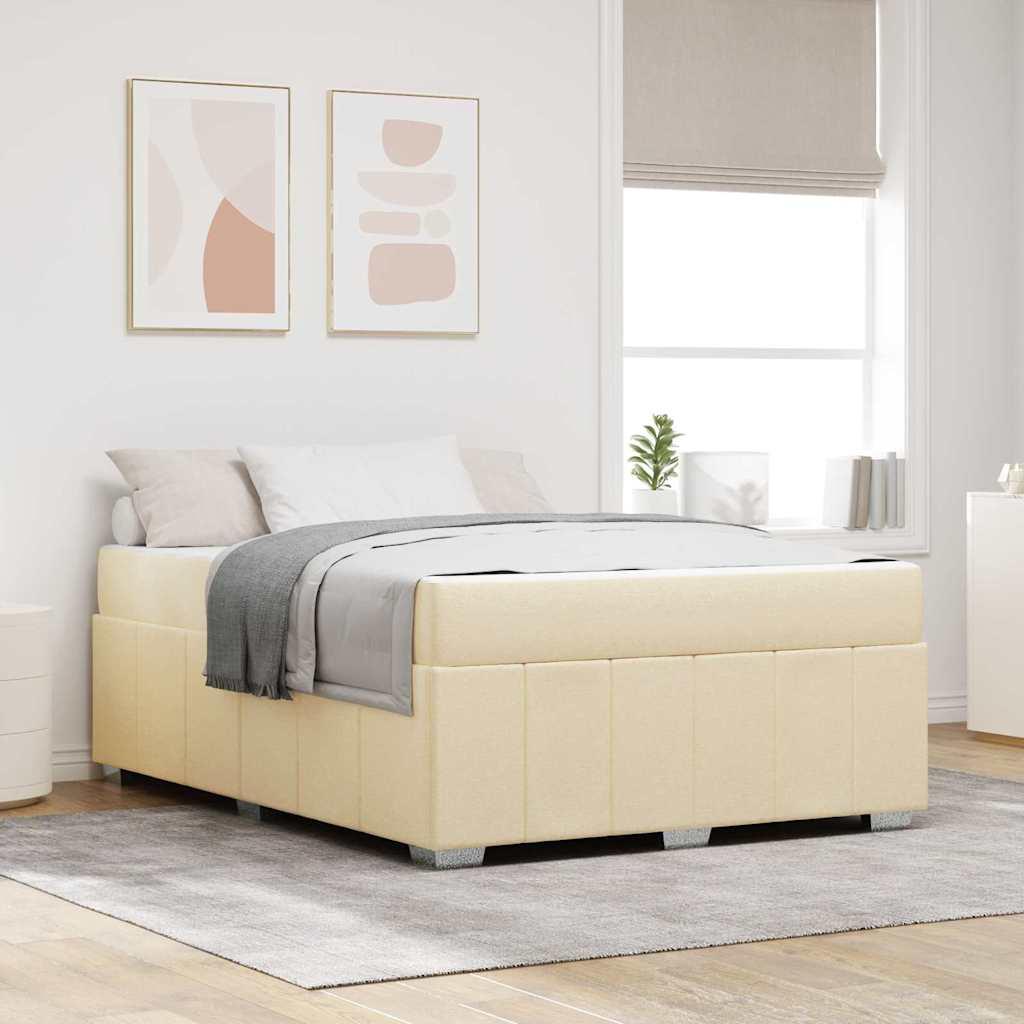 Sengestel med madras Creme 140 x 200 cm Stof