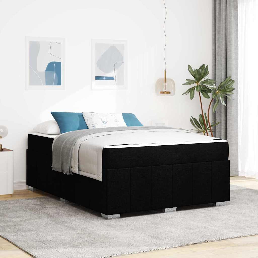 Sengestel Med Madras Lysegrå 80 X 200 Cm Stof - Sort / 160 x 200 cm