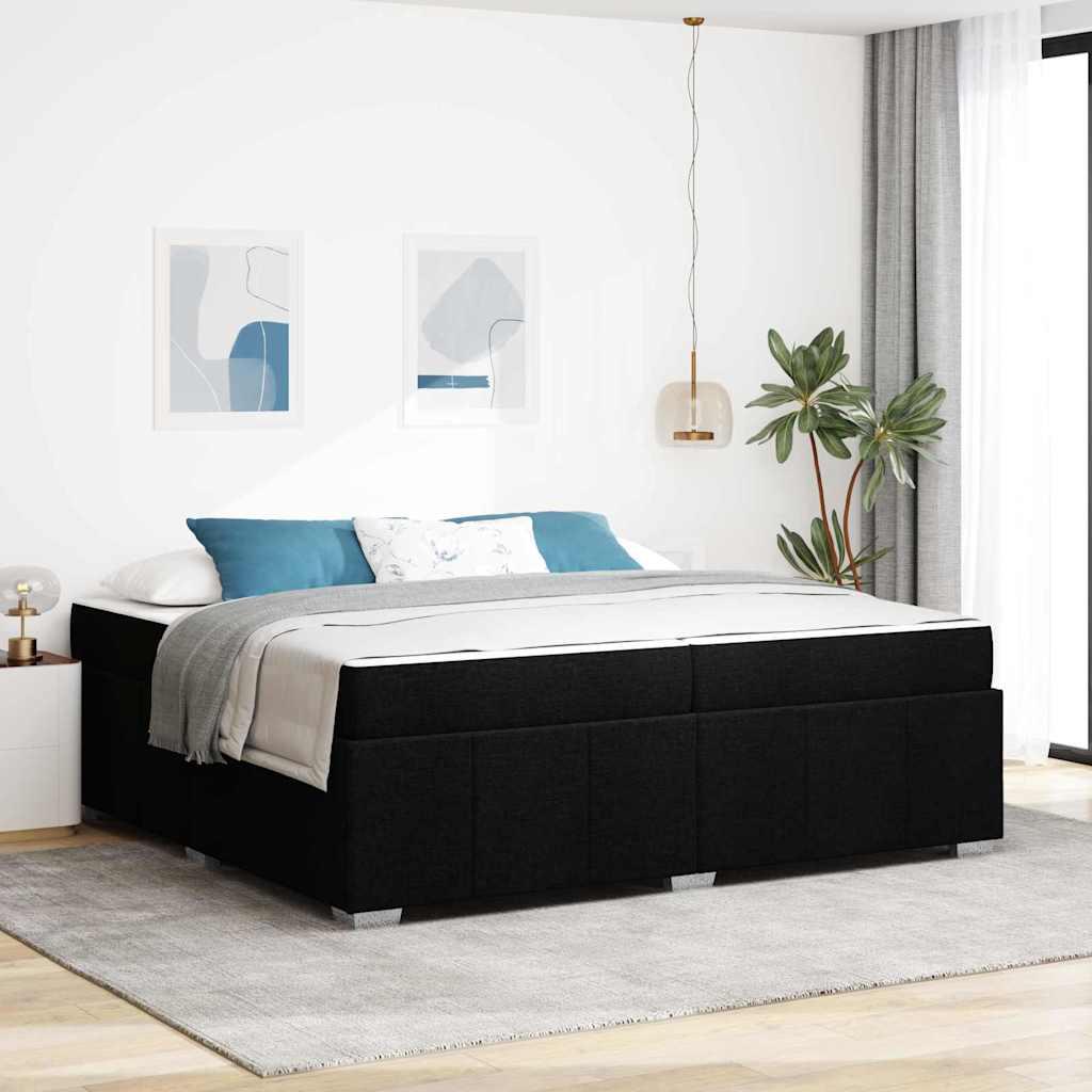Sengestel Med Madras Lysegrå 80 X 200 Cm Stof - Sort / 200 x 200 cm