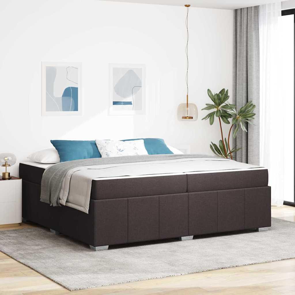 Sengestel med madras Mørk Brun 200 x 200 cm Stof