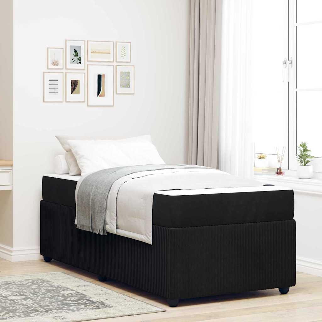 Sengestel med madras Sort 80 x 200 cm Stof