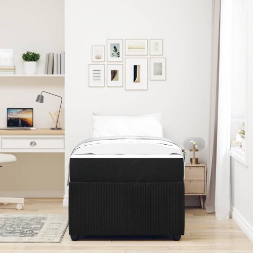 Sengestel med madras Sort 80 x 200 cm Stof