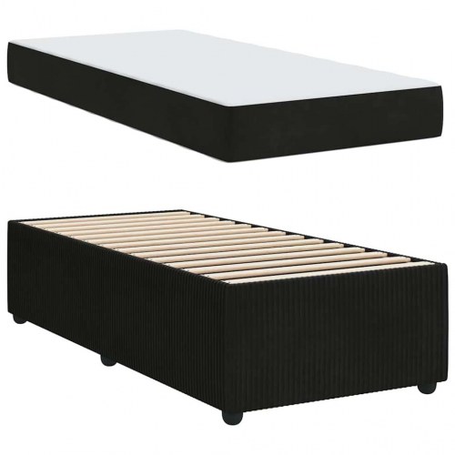 Sengestel med madras Sort 80 x 200 cm Stof