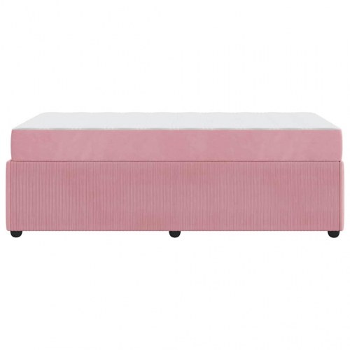Sengestel med madras 90 x 190 cm - lyserød stof