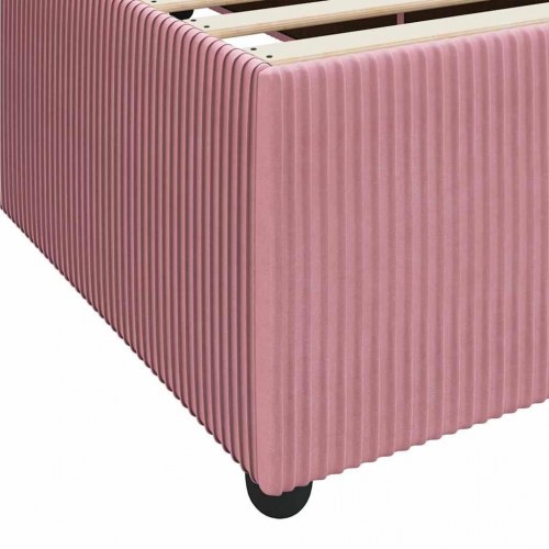 Sengestel med madras 90 x 190 cm - lyserød stof