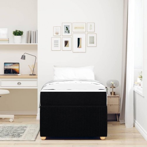 Seng med madras 90 x 200 cm - sort stof