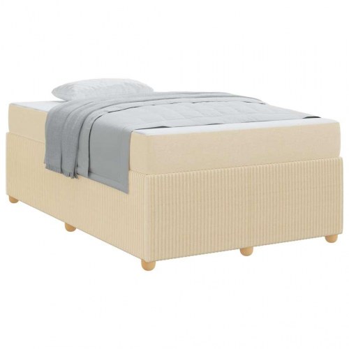 Sengestel i stof med madras - creme 120 x 190 cm